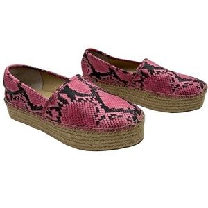𝅺STEVE Madden Pink & Black Snakeskin Platform Espadrilles Woman’s Size 6.5